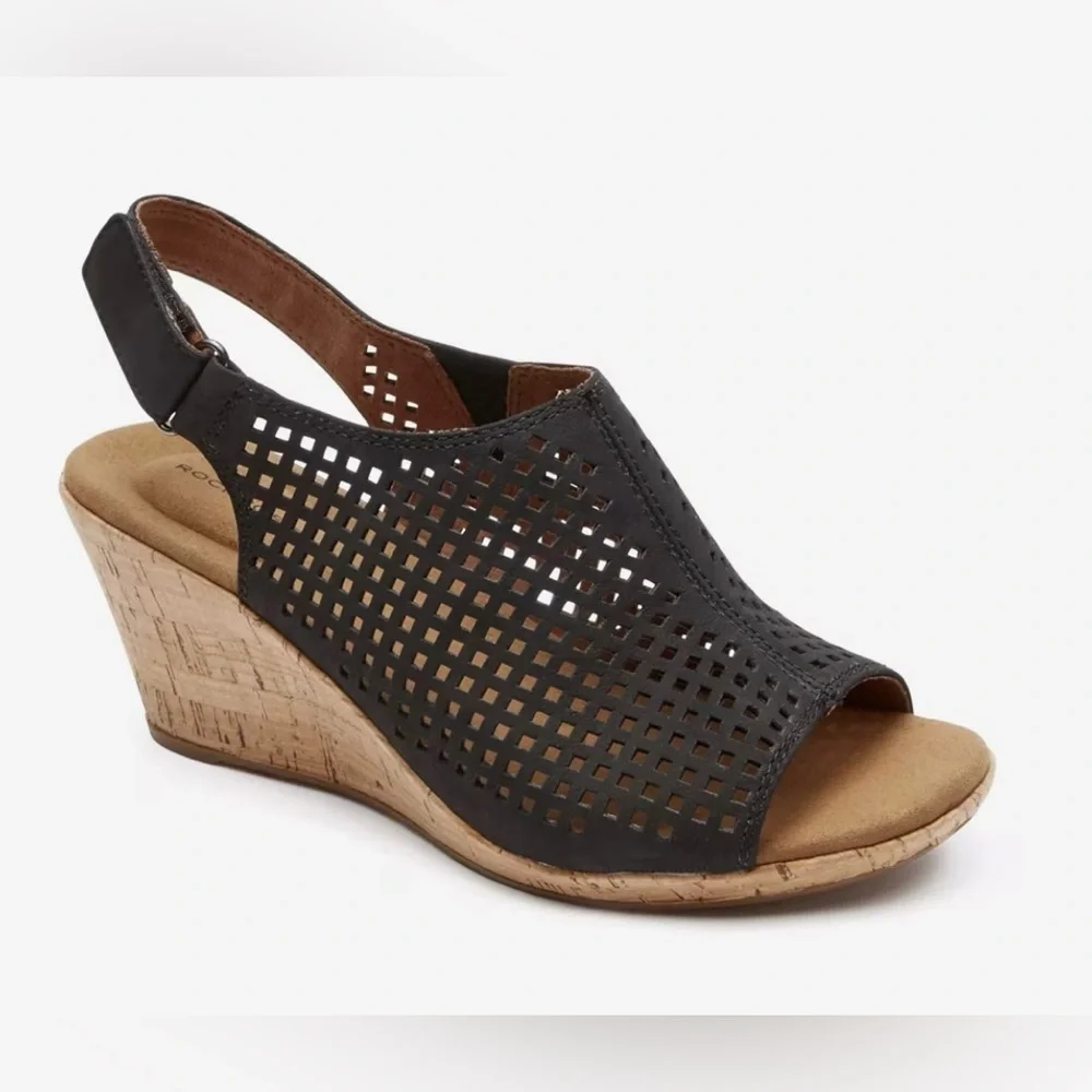 NWT Rockport Brian Size 9M Sling Wedge Sandal New $150 Retail Shoes